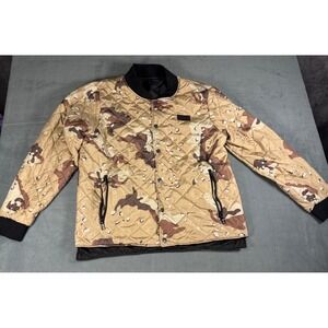 Savage Tacticians Mens Reversible Quilted Bomber Jacket Desert Camo Black Small